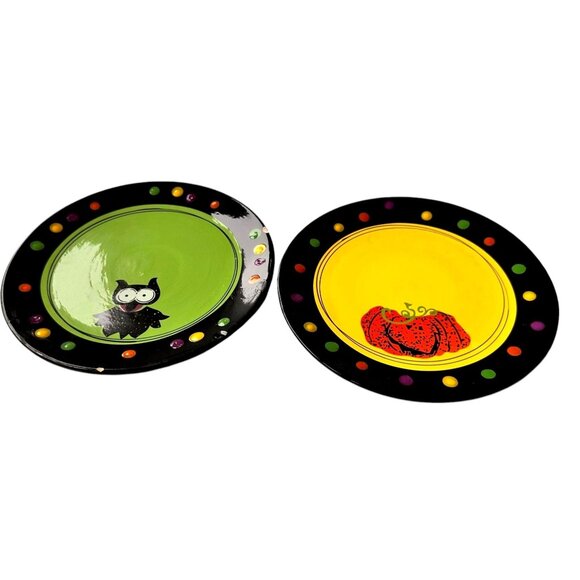 VTG Cracker Barrel Trick or Treat Snack Plates Halloween Owl Jack O Lantern READ - Picture 5 of 12